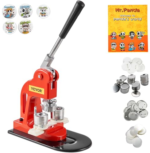 VEVOR Máquina para Fabricar Botones 25 mm Cortador de Círculo de Insignia 29x15,5x48,5 cm Hierro y ABS Máquina para Hacer Pines Chapas Lazos Llaveros Abrebotellas Personalizadas 500 Piezas