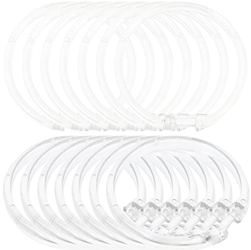 Beavorty 24 Stück Duschvorhangringe Acryl-Duschvorhanghaken Vorhangringe Schnalle Runde O-Ringe Haken Für Duschstangen Fenstertür Duschvorhang