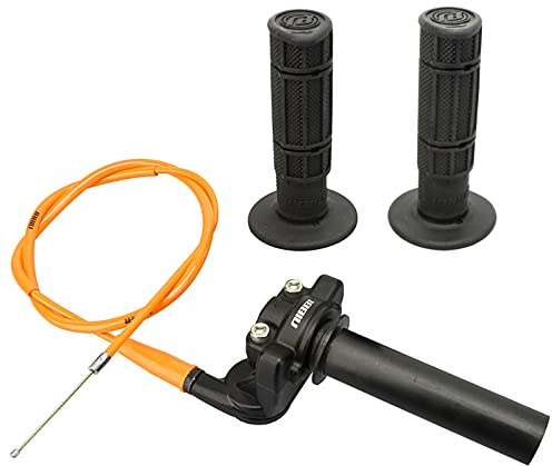 nibbi Schnellgasgriff Handle 1 Aluminium Ribbon Kabel Handle Kit, Das Einen Gashebel, Einen Gasgriff Und Einen Lenkergriff EnthäLt, Passend FüR 7/8 22mm Griff Offroad MotorräDer, Etc