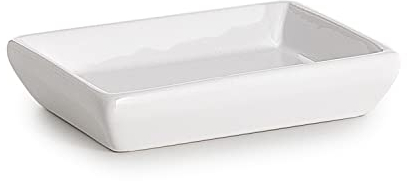 GEDY | Karima Seifenschale aus Keramik, Farbe Weiß, Maße 2,7 x 13,5 x 9,7 cm und Gewicht 0,22 kg