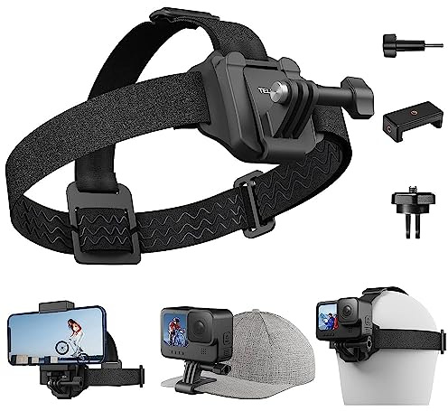 Multifunktions-Kopfband, Kopfgurt Kappenhalterung mit Telefonclip Vertikale Halterung Kit 2-in-1 Handy POV Halterung für GoPro Hero Insta360 DJI Action iPhone Android, Video, Vlog