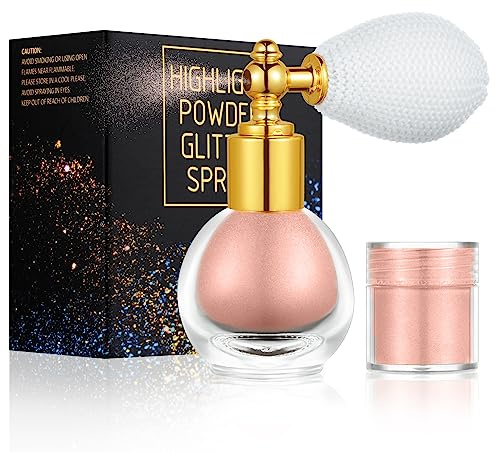 AOOWU Paillettes de Corps, Spray Paillette Scintillant, Poudre Libre pour Visage, Corps, Cheveux - Halloween, Fête, Noël (A-Rose)