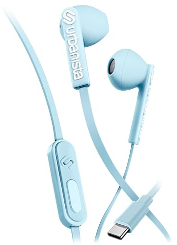 Urbanista Kopfhörer mit Kabel In Ear Buds, Ohrhörer mit Mikrofon und Sprachassistent per Tastendruck, Earbuds Kabelgebunden, USB C, Stereoeingang, San Francisco, Blau