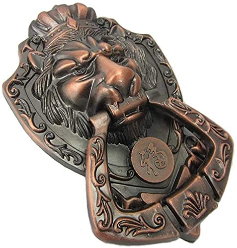 Battenti per porta in metallo in ottone per qualsiasi porta normale, maniglia per cancello anteriore con testa di leone dal design antico, battiporta in stile europeo per porta d'ingresso