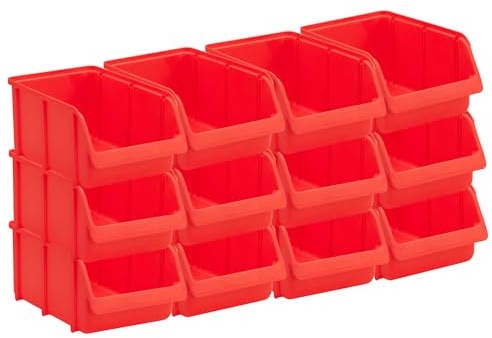 hünersdorff 12x Sichtbox Stapelbox Lagerbox in Größe 4, aus Polypropylen