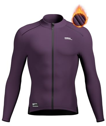 INBIKE Maglia Ciclismo Invernale Uomo Giacca Ciclismo in Pile Giacca Bici da Strada Antivento Termico Silm Fit per MTB Bici Running e Vita Quotidiana Viola,XL
