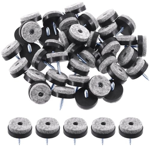 Swpeet 40 almohadillas de fieltro negras de 24 mm para muebles, antideslizantes, antiarañazos, cuadradas, plástico ABS, fieltro, kit surtido de deslizamiento de muebles, protector de suelo para patas