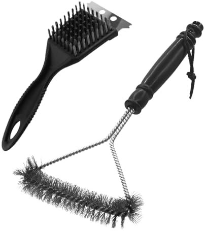 Lot de 2 brosses de nettoyage noires pour barbecue - Outil de nettoyage pour barbecue - Outil de nettoyage pour barbecue - Accessoire de cuisine - Convient pour le nettoyage du barbecue et du four