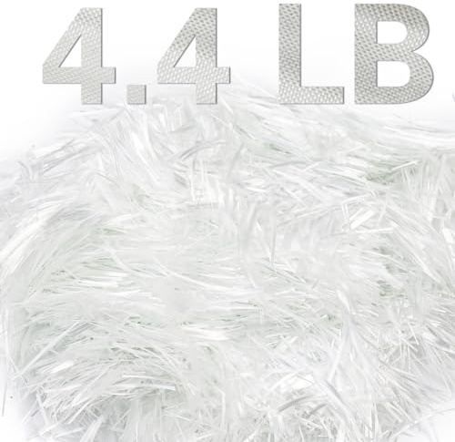 ZENFUN 4.4 Lb Fiberglass for Concrete Cement, 3/4(19mm) Length Fiberglass Chop Strands for Mortar Concrete Reinforcement, Fiber Additive White Fiber Glass for Building Walls Garden Floor