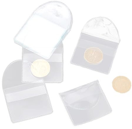 200 Stück Münzhüllen Einzeln, 5.5 * 5.2cm Münzhüllen Halter Transparente Münzen Hüllen Münzen Aufbewahrung Einzeln Münztaschen Set, für die Aufbewahrung von Münzen Schmuck und Kleine Gegenstände