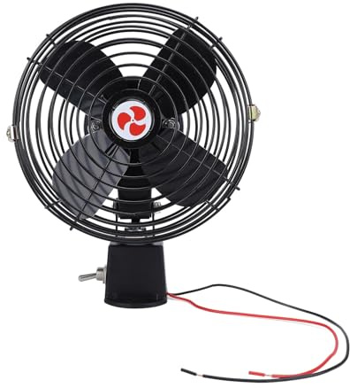 aqxreight Ventilateur de Voiture en Métal Robuste 12V avec Interrupteur à 2 Vitesses Ventilateur de Refroidissement Silencieux pour Camion RV Voiture Bateau (8 pouces)