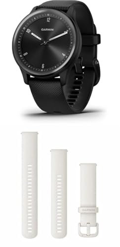 Garmin vívomove Sport, Hybrid Smartwatch with up to 5 days battery life, Black & Quick Release Band (20 mm) - Ivory