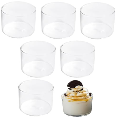 Leadigol Small Glass Bowl for Dessert,Small Glass Dish Prep Bowls,Mini Ramekins for Baking, Clear Glass Cups for Serving Dips & Sauce Set of 6 Short Glasses - 3.2 x 2?