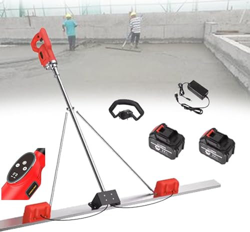 Grattoir à béton électrique avec grattoir de 150 cm/180 cm,kit de Vibration pour Chape en béton,Vitesse réglable,Outil de Finition de Chape en béton avec 2 Batteries de 25 000 mA,1,8 m