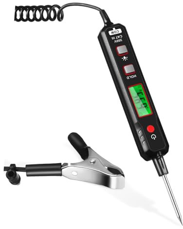 ORFOFE Prüflampe Digitaler Stromkreistester Mit Anzeige Und Automatischer Spannungsprüfer Mit Robustem Federdraht Für Elektroprüfung
