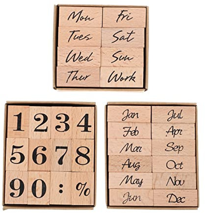 ULDIGI 32stücke Holzstempel Mit Zahlen Wochen Und Monaten Für Scrapbooking Und Basteln Kleine Holzstempel Für Design Und Diy-projekte