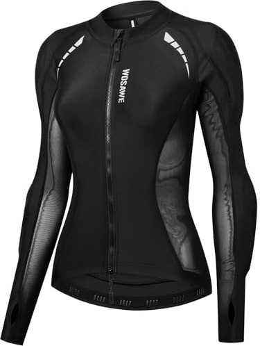 WOSAWE Maglia Giacca Moto Donna Imbottita Maglia Moto Armatura Estate Sport Bike Abbigliamento Protettivo, Nero, S