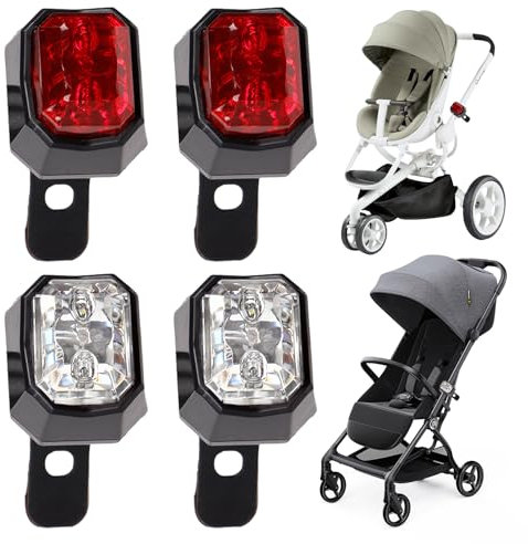 Sporgo LED Kinderwagen Licht 4 Stück: Wasserdichte Kinderwagenlicht LED Plastikleuchten Silikon Buggylicht, Mehrzweck LED Kinderwagen Licht für Alle Kinderwagen, Kinderwagen Beleuchtung