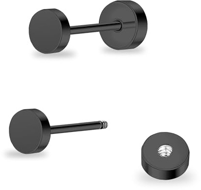 DE Titan Damen flach zurück Ohrstecker Frauen hypoallergene Ohrringe für empfindliche Ohren einfach klassisch 3mm-6mm flach Ohrstecker perfekt für Helix Tragus Knorpel