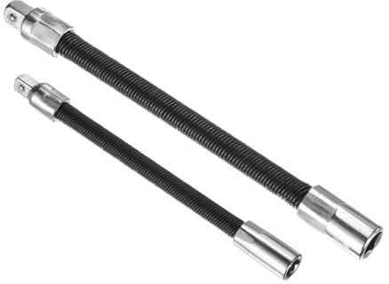 sourcing map 1/4 3/8 Drive Socket Extension Bar Set Spring Steel Black Finish Flexible Extension-Bar Set Universal Joint Socket Extensions for Loosening and Tightening Black 2-Piece Set