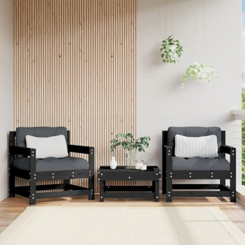 Juroupi Gartenstühle 2 STK. Garten StüHle Relaxsessel Garten Gartensessel Outdoor GartenstüHle Schwarz Massivholz Kiefer - 825496