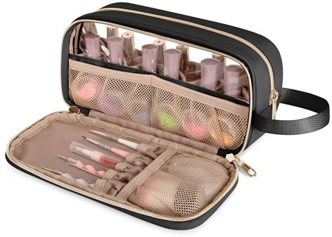 Prokva Nail Polish Organizer Case Fits 12 Bottles (15ml), Nail Storage Bag