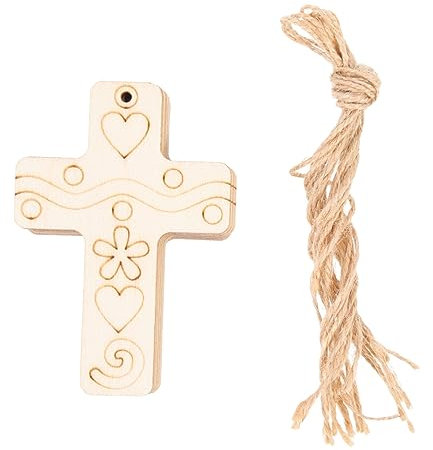 SHINEOFI 50 Set Di Croci Decorative Per Bambini E Bambine Fette Di Legno Grezzo Piccole Croci Croci Da Appendere Allalbero Ornamenti in Legno