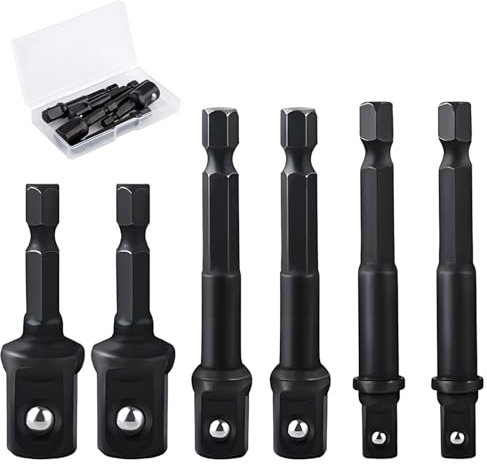 GIONAR 6PCS Impact Socket Adapter Set, 1/4, 1/2, 3/8 Inch Impact Driver Socket Adapter Conversion Kit, Drill Socket Adaptor for Wrench & Hand Tools, Impact Socket Adapter Set for Daily Use