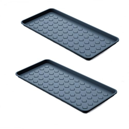 2X Schuhtablett 71x35 cm Schwarz – Schuhwanne mit Hohem Rand (3,3cm), Schuhabtropfschale Kunststoff, Schuhunterlage & Napfunterlage, Schmutzwanne