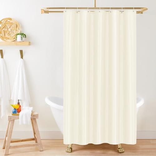LUKDUNG Cortina de Baño de Poliéster Textil, Cortina de Ducha Antimoho, Impermeable, Lavable, Beige, 100x200 cm