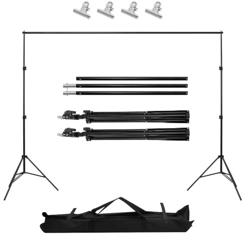 Backdrop Stand Kit 2x2m/6.6ft Adjustable Portable Photography Background Support Frame with Carry Bag for Photo Studio, Parties, Weddings & Events