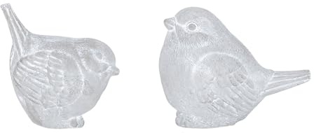 levandeo 2er Set Dekofigur Vogel Beton Grau Weiß Gartenfigur Gartendeko Tischdeko Aufsteller Garten Dekoration Skulptur