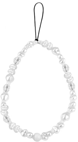 lasuroa Handyanhänger Perlenkette, Elegantes Handy Lanyard Perlen Dekorativer Handyanhänger Perlenarmbandkette Süßes Deko-Element für Damen Passend für die Meisten Handykameras und Kopfhörer