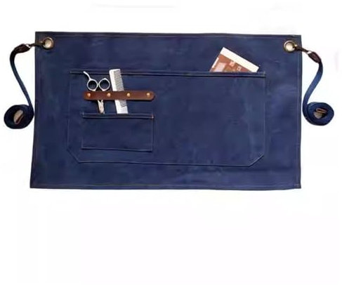 LVUNZJCA Delantal de Cintura Medio delantal Comida occidental Ropa de trabajo Delantal corto de lona para Camarera, Chef(Azul)