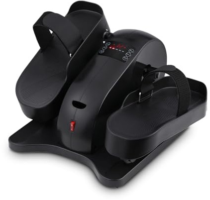 NK Mini Ellittica Elettrica con Telecomando, Pedalatore Silenzioso per Casa o Ufficio, 12 Livelli, Display LCD, Allenamento Passivo, Compatto, Nero