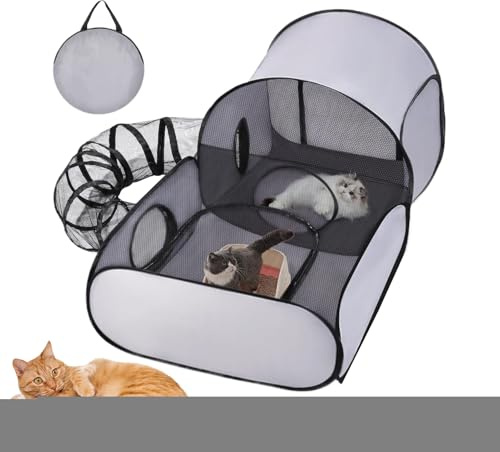 Cat Playpen - Túnel de Compañía, recinto de Perro portátil | Casa de Juegos Plegable Larga, Zona de Juegos de Ejercicio interactiva, Refugio de Viaje al Aire Libre para Gatito de Cachorro de Gatito