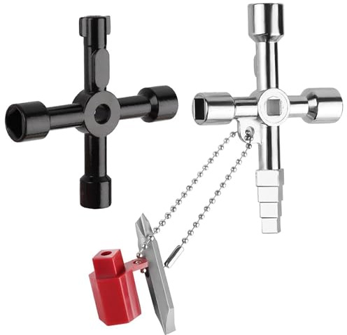 iPobie 2 Pezzi Chiave Quadrata Contatore,Chiave di Utilità Multifunzionale,Chiavi a Croce,per Quadro Elettrico,Acqua,Cassetta Gas
