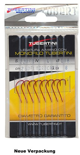 Tubertini S-Haken, 22 rot gebunden Gr. 06/0,18 mm Fluo Carbon