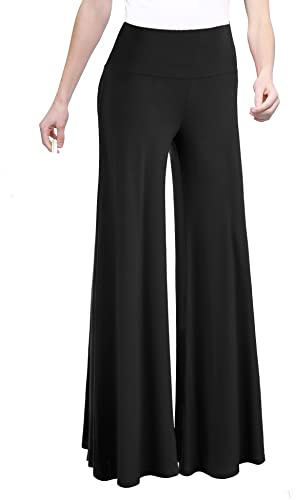 Made By Johnny MBJ WB750 Womens Chic Palazzo Lounge Pants XXXXXL Black
