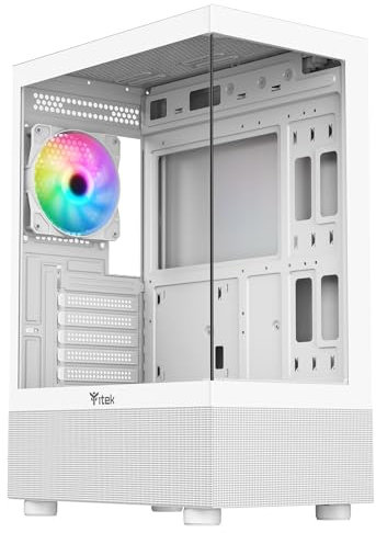Itek Case SHOWBUI 33W Tour de Jeu ATX, 12 cm ARGB Fan, Side & Front Panel Temp Glass, White Edition