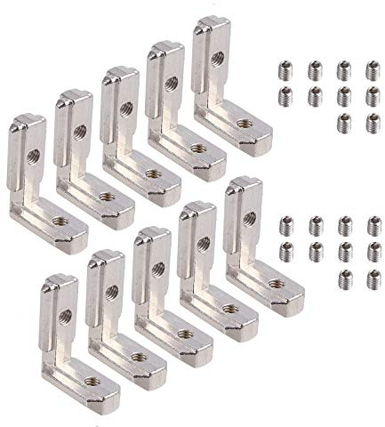 AUTOOUTLET 10PCS Profilé en Aluminium à Fente en T 8 EU-3030 - Connecteur de Coin Intérieur en Alliage de Zinc - Supports en Forme de L 90° - Equerres Intérieures Rainuré