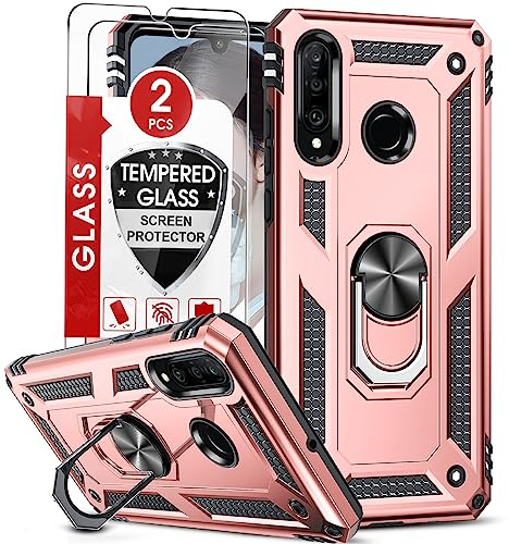LeYi Schutzhülle für Huawei P30 Lite/P30 Lite XL New Edition mit 2 Hartglas, Ring, militärische Halterung, doppelte Verstärkung, Stoßschutz, TPU, Silikon, stoßfest, Rüstung, Schutzhülle Huawei P30