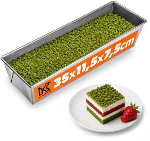 KADAX Backform mit Antihaftbeschichtung, rechteckige Kuchenform aus Stahl, für Kuchen, Toastbrot, Käsekuchen, Brownie, Kastenform, Wärmeverteilung, pflegeleicht, silber (35 x 11.5 x 7.5 cm)