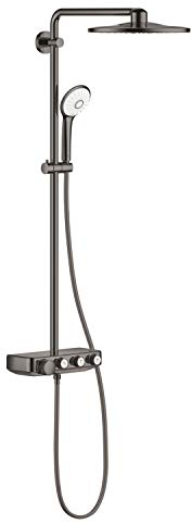 GROHE SmartActive 310 Multijet THM Duo Rundes Duschsystem, eingebautes Thermostat, 3-strahlig, Antikalk-System, Euphoria Serie, 59,6 x 31 x 110 cm, Graphit glänzend (Ref. 26507A00)