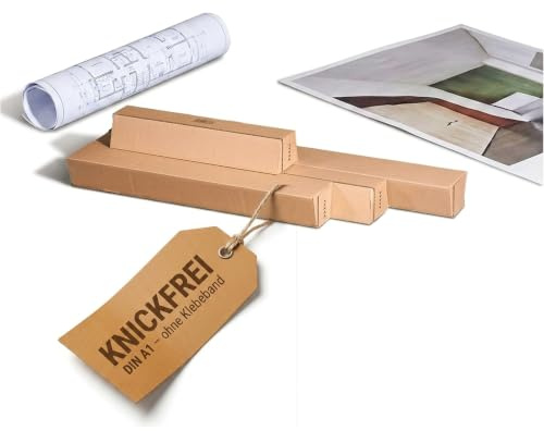 KK Verpackungen® Versandhülse für DIN A1 | 20 Stück, 610x105/55x75mm, Versandkartons mit Selbstklebeverschluss | Lange Faltkartons aus stabiler Wellpappe
