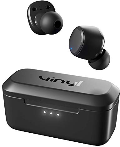 vinyl by Skullcandy True Wireless Bluetooth Earbuds with Mic, 14 Hours of Total Battery Life, Hands Free Calling and Charging Case, Sweat and Water Resistant - Black