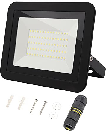 Da LIGHT 50W LED Strahler Außen & Innen, 6000K Kaltweiß 4500lm Außenleuchte Superhell, Fluter Außenstrahler Flutlicht IP65, Scheinwerfer 230V für Garten, Garage, Sportplatz