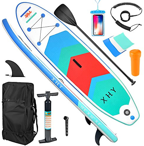 XHY Aufblasbares Stand Up Paddling Board, 320 cm Lang 82 cm Breit 16 cm Dick, Ultraleicht 8 Kg Einfach zu Tragen | Tragfähigkeit 200KG, SUP Paddle Board Set Beinhaltet Komplettes Zubehör