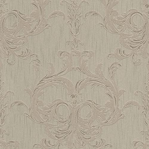 Profhome 961963-GU Textiltapet tyg utseende matt färg brun beige 5,33 m2