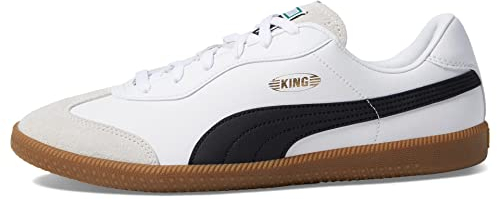 Puma Men's King 21 Indoor Training Soccer Shoes, White- Black-Gum AH22, 10.5 It